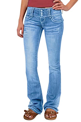 Onsoyours Damen Jeans Low Waist Straight Fit Jeanshose Denim Stretch Hose Pants Tiefer Bund Basic Baumwolle Lässige Pant Stylische Hosen B Hellblau M von Onsoyours