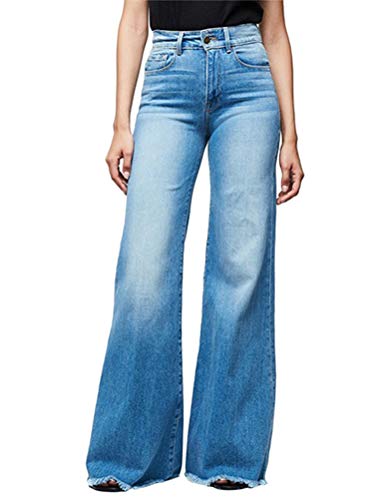 Onsoyours Damen Jeanshose Lang Stretch Skinny Jeanshose Elegant Bootcut Schlaghose High Waist Weites Bein Denim Hose Schlagjeans E Hellblau XL von Onsoyours