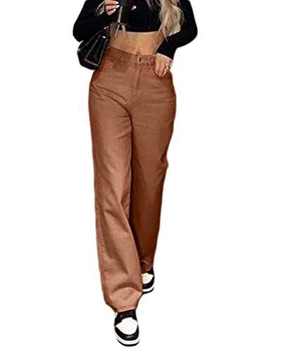 Onsoyours Damen Jeanshosen Vintage Straight Jeans Hohe Taille Gewaschene Jeans Y2K Mode Denim Hose Baggy Jeans Weites Bein Gerade Denim Hosen Lose E-Girl Streetwear Hosen B Braun XS Onsoyours Damen Jeanshosen Vintage Straight Jeans Hohe Taille Gewaschene Jeans Y2K Mode Denim Hose Baggy Jeans Weites Bein Gerade Denim Hosen Lose E-Girl Streetwear Hosen B Braun XS von Onsoyours
