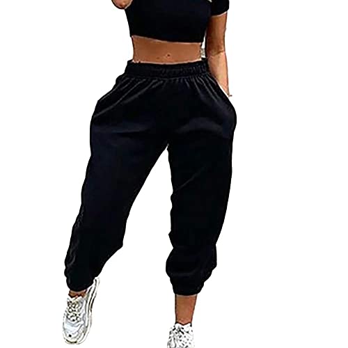 Onsoyours Damen Jogginghose Farbblock Sporthose Lang Weit Mit Taschen Trainingshose Oversize Baumwolle Sporthose Große Größen Grau Freizeithosen 1 Schwarz M von Onsoyours