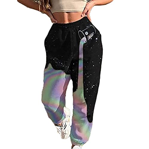 Onsoyours Damen Jogginghose Farbblock Sporthose Lang Weit Mit Taschen Trainingshose Oversize Baumwolle Sporthose Große Größen Grau Freizeithosen 2 Schwarz M von Onsoyours