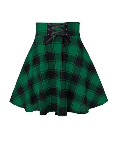 Onsoyours Damen Kariert Kilt-Rock Faltenröcke Tartan Minirock Hohe Taille Kurz Skirt Skater Rock Informell Mini Glocken Rock B Weinrot X-Small von Onsoyours