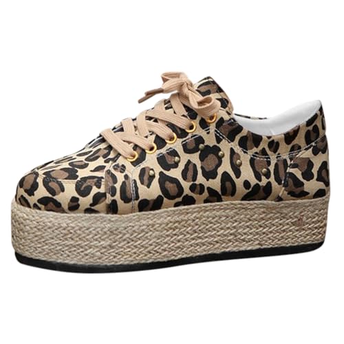 Onsoyours Damen Keilabsatz Stoff Schuhe Einzelschuhe rutschfest Plateau Leichte Laufschuhe Clogs Runde Zehe Schuhe Freizeitschuhe Leoparden Druck Walkingschuhe Loafers A Leopardenmuster 40 EU von Onsoyours
