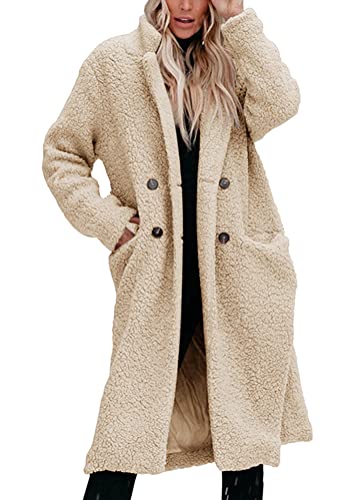 Onsoyours Damen Kunstpelz Mantel Verdicken Pelzmantel Flaumig Warme Outwear Winterjacke Vorne Offen Faux Wolle Mantel Cardigan Jacke Elegant Winter A Beige M von Onsoyours