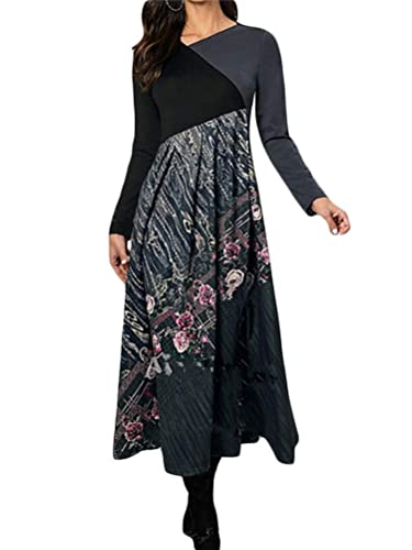 Onsoyours Damen Langarm Loose Plain Plus Size Maxikleider Lässige Langkleid Maxikleider Kleid Mittelalter Maxikleid Langarm Boho Kleider Mit Taschen D Mehrfarbig 05 L von Onsoyours