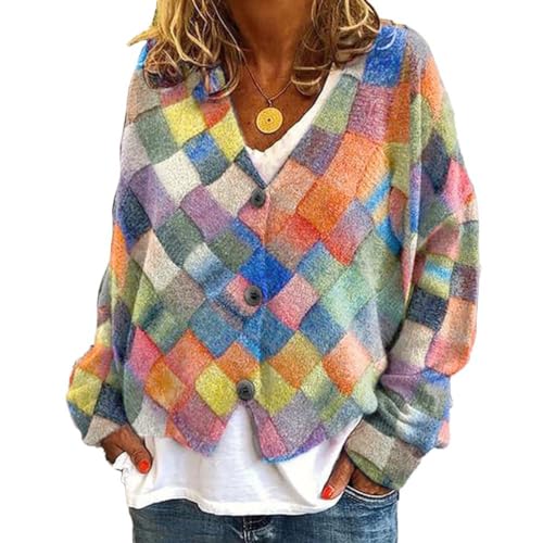Onsoyours Damen Langarm Strick Mantel Elegant Pullover Strickjacke Winter Cardigan Knit Sweater Einfarbig Mantel Sweater Bluse Winter Cardigan Tops C03 Orange XXL von Onsoyours
