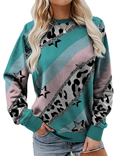 Onsoyours Damen Langarm Sweatshirt Leopard Patchwork Print Geometrisches Muster Casual Rundhals Sweatshirt Pullover Bluse Casual Oberteile Tops A Blau M Onsoyours Damen Langarm Sweatshirt Leopard Patchwork Print Geometrisches Muster Casual Rundhals Sweatshirt Pullover Bluse Casual Oberteile Tops A Blau M von Onsoyours