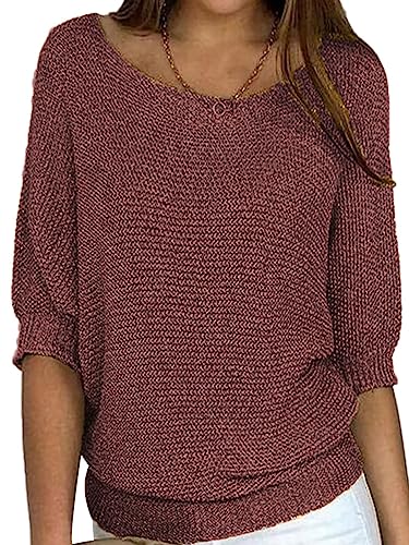 Onsoyours Damen Langarm Tshirt Casual Basic Locker Rundhals Oversize Pullover Lang Sweatshirt Bluse Oberteile Tops A Braun XL von Onsoyours