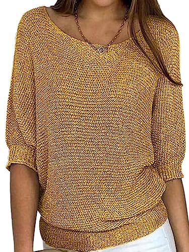 Onsoyours Damen Langarm Tshirt Casual Basic Locker Rundhals Oversize Pullover Lang Sweatshirt Bluse Oberteile Tops A Gelb L von Onsoyours