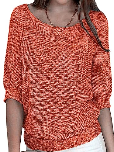 Onsoyours Damen Langarm Tshirt Casual Basic Locker Rundhals Oversize Pullover Lang Sweatshirt Bluse Oberteile Tops A Orange XXL von Onsoyours