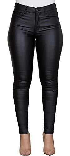 Onsoyours Damen Lederhose Sexy Skinny Legging Stretch PU Leder Look Optik Schwarz Schlank Hose Kunstlederhose Treggins Push Up Biker Pants Einfarbig Beiläufig Frauen Hose Schwarz S von Onsoyours