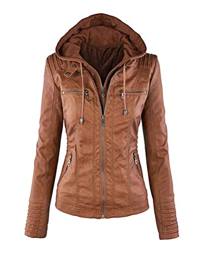 Onsoyours Damen Lederjacke mit Kapuze Reißverschluss Motorradjacke Bikerjacke Kapuzenjacke Herbst Winter Mode Übergangsjacke Kurzer Mantel Verbesserte Version Geruchlos Braun 44 Onsoyours Damen Lederjacke mit Kapuze Reißverschluss Motorradjacke Bikerjacke Kapuzenjacke Herbst Winter Mode Übergangsjacke Kurzer Mantel Verbesserte Version Geruchlos Braun 44 von Onsoyours