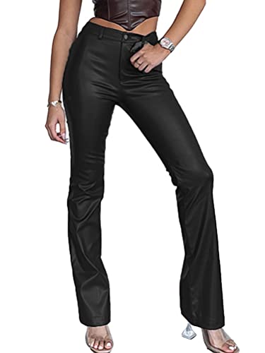 Onsoyours Damen Leggings Lederoptik Hose Sexy Stretch Pu Lederhose Skinny Faux Leder Leggins Strumpfhose Hohe Taille Bleistifthose Freizeithose 09 Schwarz M von Onsoyours