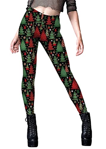 Onsoyours Damen Leggings Weihnachten Hose Lange Bunte Strumpfhose Stretch Sporthose Christmas Kostüm D Grün 01 L von Onsoyours