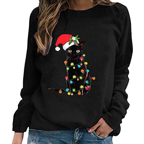 Onsoyours Damen Löwenzahn Sweatshirt Langarmshirt Pusteblume Drucken Pullover Herbst Winter Bluse Tops Oberteile C Schwarz XL von Onsoyours