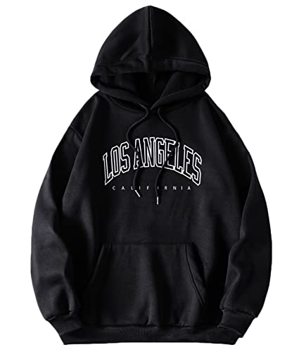 Onsoyours Damen Los Angeles Kapuzenpullover Sweatshirt Langarmshirt Rundhals Damen Mit Kapuze Teenager Mädchen Vintage Pullov Oberteile Top Z3 Schwarz L von Onsoyours