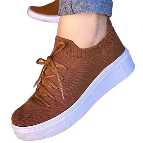 Onsoyours Damen Low Cut Sneaker Canvas Flache Schuhe Beiläufige Schuhe Sommer Frühling Turnschuhe Plattform Freizeitschuhe A Braun 38 EU von Onsoyours