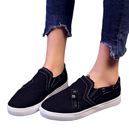 Onsoyours Damen Low Cut Sneaker Canvas Flache Schuhe Beiläufige Schuhe Sommer Frühling Turnschuhe Plattform Freizeitschuhe B Schwarz 37 EU von Onsoyours