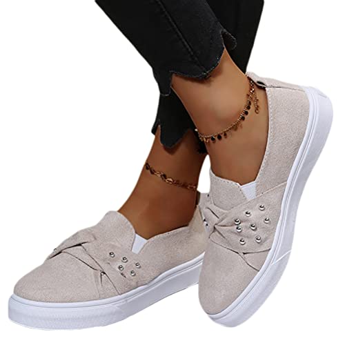 Onsoyours Damen Low Cut Sneaker Canvas Flache Schuhe Beiläufige Schuhe Sommer Frühling Turnschuhe Plattform Freizeitschuhe C Beige 37 EU von Onsoyours