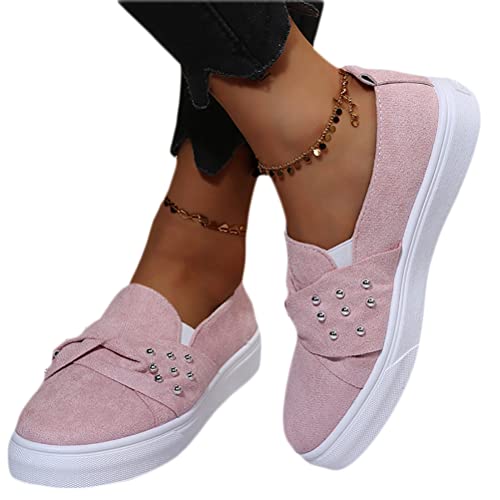 Onsoyours Damen Low Cut Sneaker Canvas Flache Schuhe Beiläufige Schuhe Sommer Frühling Turnschuhe Plattform Freizeitschuhe C Rosa 39 EU von Onsoyours