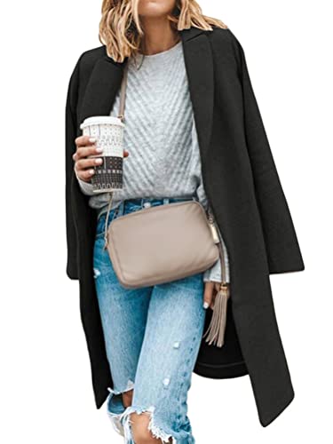 Onsoyours Damen Mantel Elegant Slim Fit Cardigan Trenchcoat Langer Einfarbig Jacke Langarm Herbst Winter Outwear Jacke A Schwarz S von Onsoyours