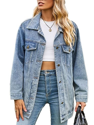 Onsoyours Damen Mantel Jeansjacke Langarm Denim Jacke Bomberjacke Damen Jeansjacke B Hellblau S von Onsoyours