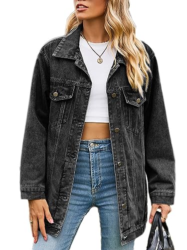 Onsoyours Damen Mantel Jeansjacke Langarm Denim Jacke Bomberjacke Damen Jeansjacke B Schwarz XL von Onsoyours