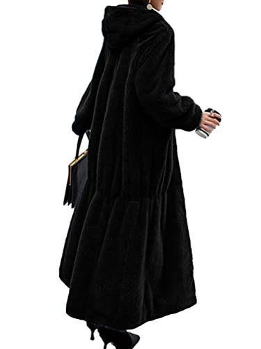 Onsoyours Damen Mantel Lang Plüschjacke Frau Wintermantel Warm Teddy-Fleece Cardigan Revers Faux Wolle Jacke Outwear Mit Taschen Parka Trenchcoat Casual Outwear Coat B Schwarz L von Onsoyours