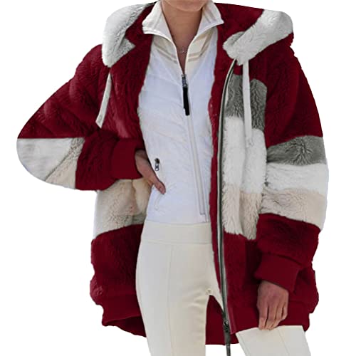 Onsoyours Damen Mantel Plüschjacke Teddy-Fleece Casual Kariert Wintermantel Revers Lange Ärmel Einfarbig Outwear Mit Taschen Winterjacke A Weinrot M Onsoyours Damen Mantel Plüschjacke Teddy-Fleece Casual Kariert Wintermantel Revers Lange Ärmel Einfarbig Outwear Mit Taschen Winterjacke A Weinrot M von Onsoyours