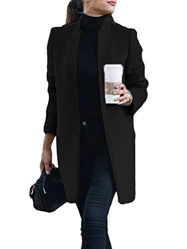 Onsoyours Damen Mantel Trenchcoat Mit Gürtel Mantel Revers Faux Für Lose Langarm Outwear Tasche Reißverschluss Winterjacke Mode Kurz Coat Wollmantel A Schwarz XXL von Onsoyours