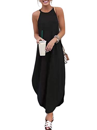 Onsoyours Damen Maxikleider V-Ausschnitt Sommerkleid Ärmellos Strandkleid Lange Chiffon Bohokleid Spaghetti Strap Casual Elegant Kleider Schwarz 40 Onsoyours Damen Maxikleider V-Ausschnitt Sommerkleid Ärmellos Strandkleid Lange Chiffon Bohokleid Spaghetti Strap Casual Elegant Kleider Schwarz 40 von Onsoyours