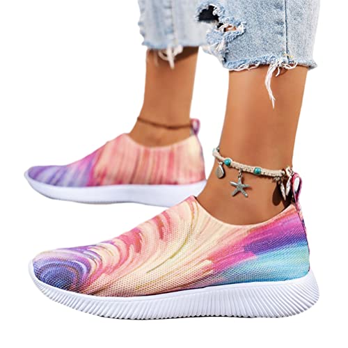 Onsoyours Damen Mesh Schuhe Turnschuhe Bequem Hallenschuhe Flach Sneaker Outdoor Laufschuhe Freizeitschuhe Joggingschuhe Sportschuhe Sommer Frühling A Regenbogen 35 EU von Onsoyours