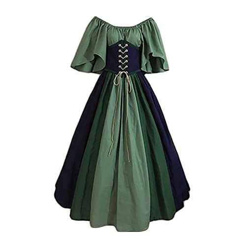 Onsoyours Damen Mittelalterliches Kleid Renaissance-Kostüm Irisches Retro-Kleid über Langen Kleidern Grün M von Onsoyours