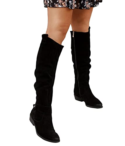 Onsoyours Damen Mode Overknee Stiefel Warme Elegante Seite Zipper Herbst Winter Langschaft Boots mit Blockabsatz D Schwarz 39 EU von Onsoyours