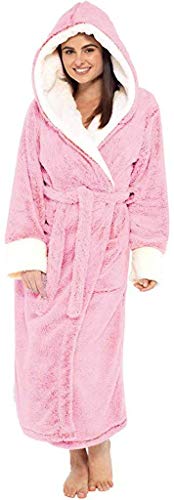 Onsoyours Damen Morgenmantel Shaggy weichen Mädchen Unisex Herren Damen Bademantel mit Kapuze Fleece Kimono Kleider Robe Bademantel Loungewear flauschig B Rosa L von Onsoyours