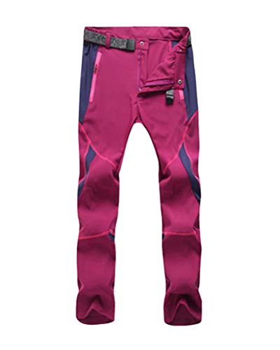 Onsoyours Damen Outdoorhose Wanderhose Trekkinghose Winddicht Outdoor Wasserdicht Mit Gürtel Softshellhose Wanderhose B Rot XL von Onsoyours