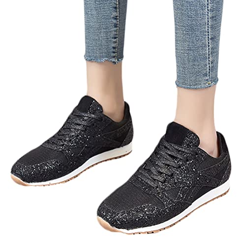 Onsoyours Damen Pailletten Mesh Sneakers Casual Strass Plat Sneakers Wanderschuhe Sportschuhe Laufschuhe Schuhe Freizeitschuhe Turnschuhe A Schwarz 39 EU von Onsoyours