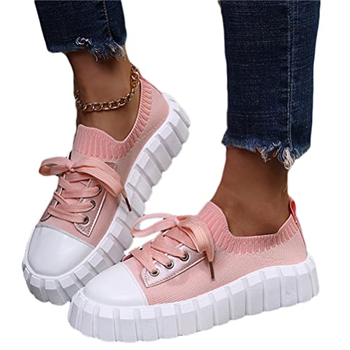 Onsoyours Damen Plateau Schuhe Canvas Sneaker Schuhe für Sport Freizeit Turnschuhe Sportschuhe Laufschuhe Atmungsaktive Mesh Freizeitschuhe Frühling Herbst B Rosa 36 EU von Onsoyours