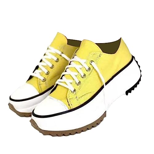 Onsoyours Damen Plateau Schuhe Canvas Sneaker Schuhe für Sport Freizeit Turnschuhe Sportschuhe Laufschuhe Atmungsaktive Mesh Freizeitschuhe Frühling Herbst Y Gelb 40 EU von Onsoyours