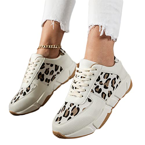 Onsoyours Damen Plateau Sneakers mit Leopardenmuster Casual Sneakers Wanderschuhe Sportschuhe Laufschuhe Schuhe Freizeitschuhe Walkingschuhe A Weißer Leopard 35 EU von Onsoyours