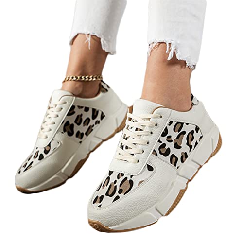 Onsoyours Damen Plateau Sneakers mit Leopardenmuster Casual Sneakers Wanderschuhe Sportschuhe Laufschuhe Schuhe Freizeitschuhe Walkingschuhe A Weißer Leopard 39 EU von Onsoyours