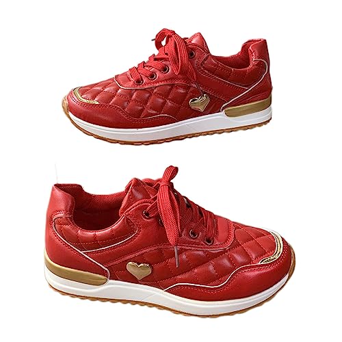 Onsoyours Damen Plateau Sneakers mit Leopardenmuster Casual Sneakers Wanderschuhe Sportschuhe Laufschuhe Schuhe Freizeitschuhe Walkingschuhe B Rot 42 EU von Onsoyours
