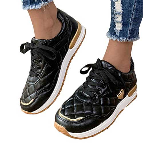 Onsoyours Damen Plateau Sneakers mit Leopardenmuster Casual Sneakers Wanderschuhe Sportschuhe Laufschuhe Schuhe Freizeitschuhe Walkingschuhe B Schwarz 39 EU von Onsoyours