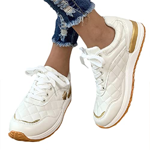 Onsoyours Damen Plateau Sneakers mit Leopardenmuster Casual Sneakers Wanderschuhe Sportschuhe Laufschuhe Schuhe Freizeitschuhe Walkingschuhe B Weiß 37 EU von Onsoyours