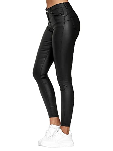 Onsoyours Damen Pu Faux Lederhose Skinny Stretch High Waist Kunstleder Hose Kunstleder Damen Leder Look Hosen Damen Biker Stretch Coated Jeans Schwarz XXL von Onsoyours