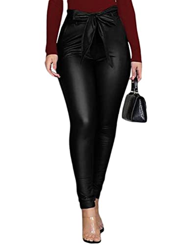 Onsoyours Damen Pu Faux Lederhose Stretch Skinny High Waist Kunstleder Hose Damen Kunstleder Leder Look Hosen Damen Biker Stretch Coated Jeans 06 Schwarz M von Onsoyours