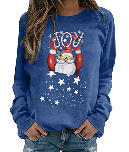 Onsoyours Damen Pullover Weihnachten Rudolph Rentier Elfe Weihnachtspullover Kapuzenpullover Teenager Mädchen Weihnachtspulli Weihnachtsmann Christmas Sweatshirt Xmas Pulli Shirt B Blau XS von Onsoyours