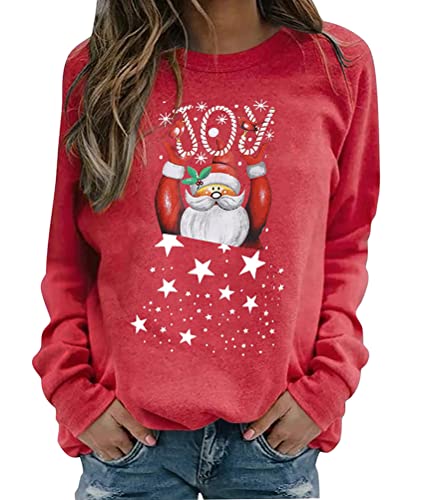 Onsoyours Damen Pullover Weihnachten Rudolph Rentier Elfe Weihnachtspullover Kapuzenpullover Teenager Mädchen Weihnachtspulli Weihnachtsmann Christmas Sweatshirt Xmas Pulli Shirt B Rot XXL von Onsoyours