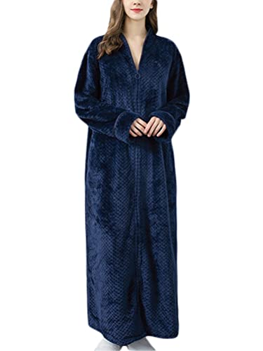 Onsoyours Damen Pyjamas Herren Bademantel Saunamantel Nächtlich Einfarbig Plüsch Warm Flanell Morgenmantel V-Ausschnitt Langarm Loungewear Hausanzug Herbst Winter A Marine S von Onsoyours