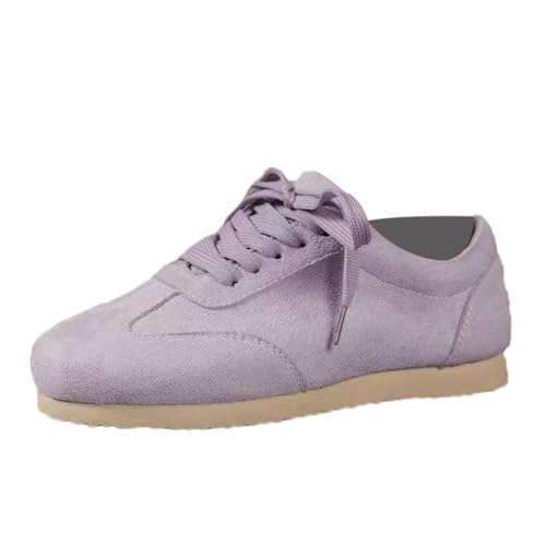 Onsoyours Damen Retro Sneaker Flach Runde Zehe Turnschuhe Canvas Schuhe Strass Lässige Halbschuhe Wanderschuhe Sportschuhe Freizeitschuh Wildleder Derby Schuhe B Lila 41 EU von Onsoyours